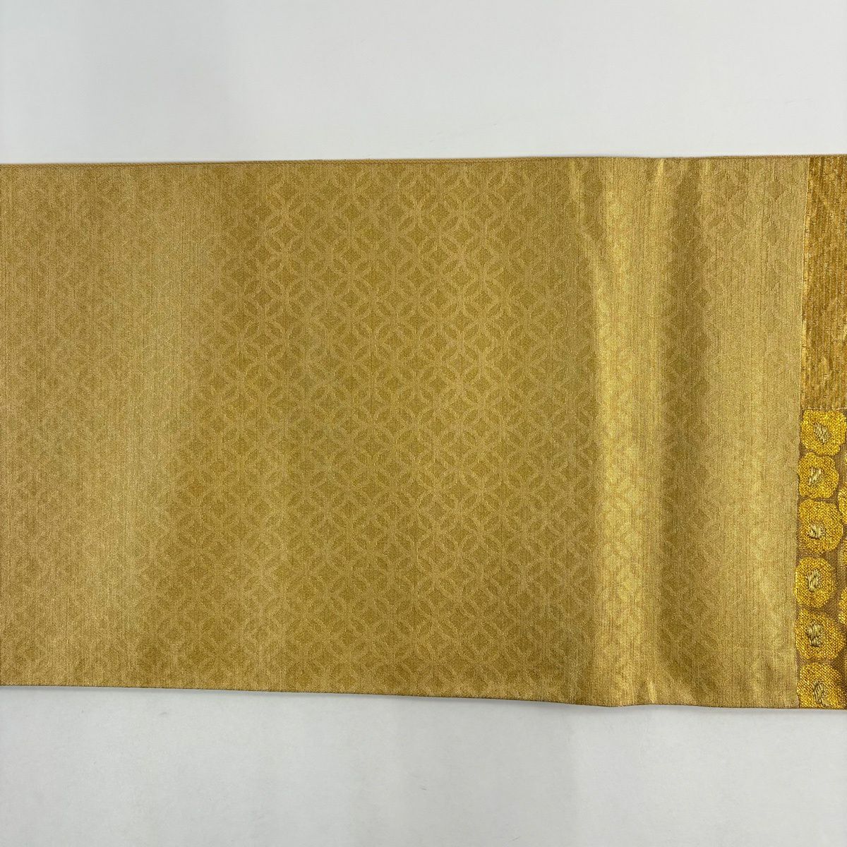 【美品】 袋帶 秀品級 羅紗庵 花 流水 金絲 金金箔 金色 六通 純蠶絲