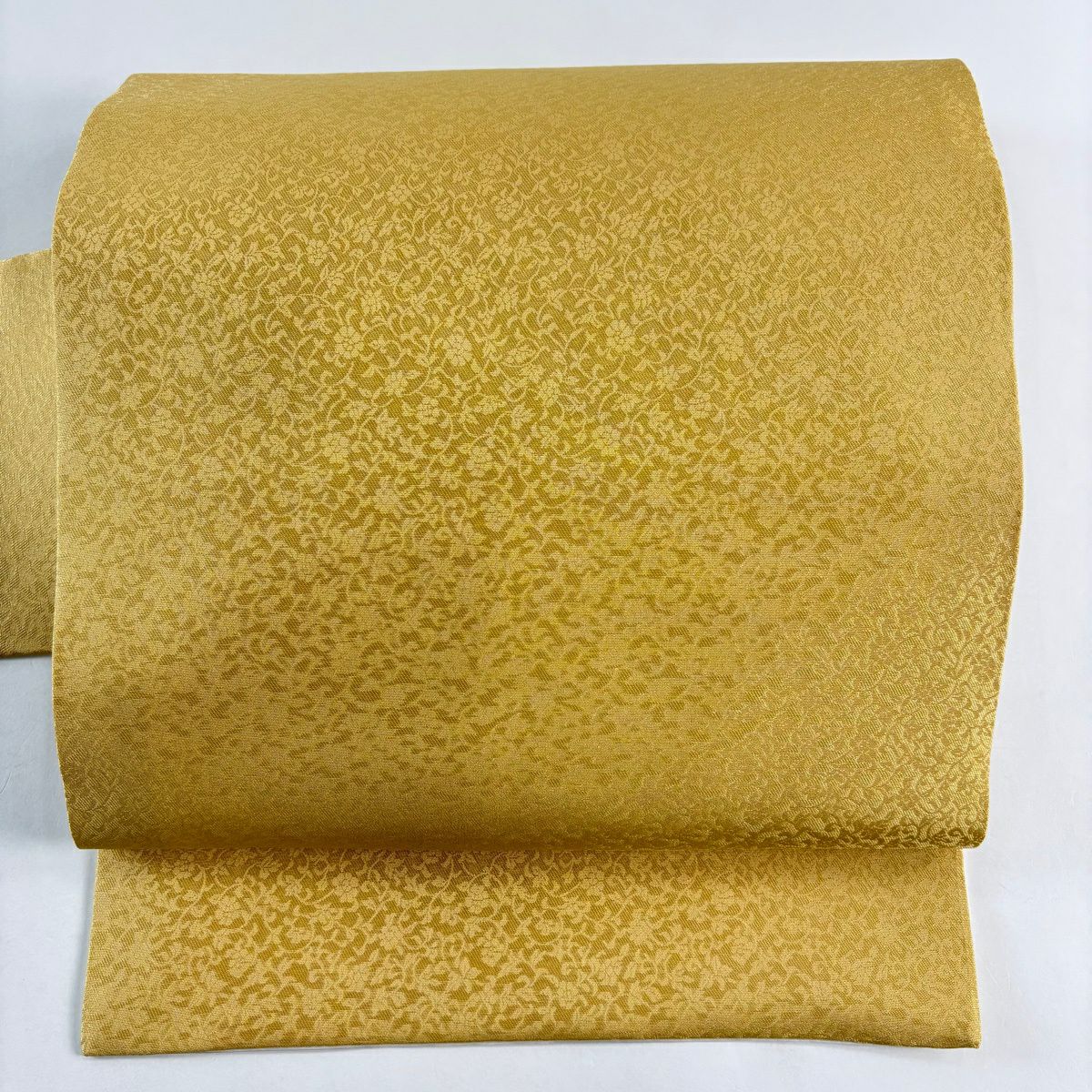 【美品】名古屋帶 秀品級 地紋 芥末色 純蠶絲