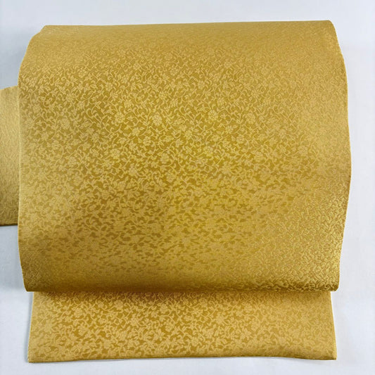【美品】名古屋帶 秀品級 地紋 芥末色 純蠶絲