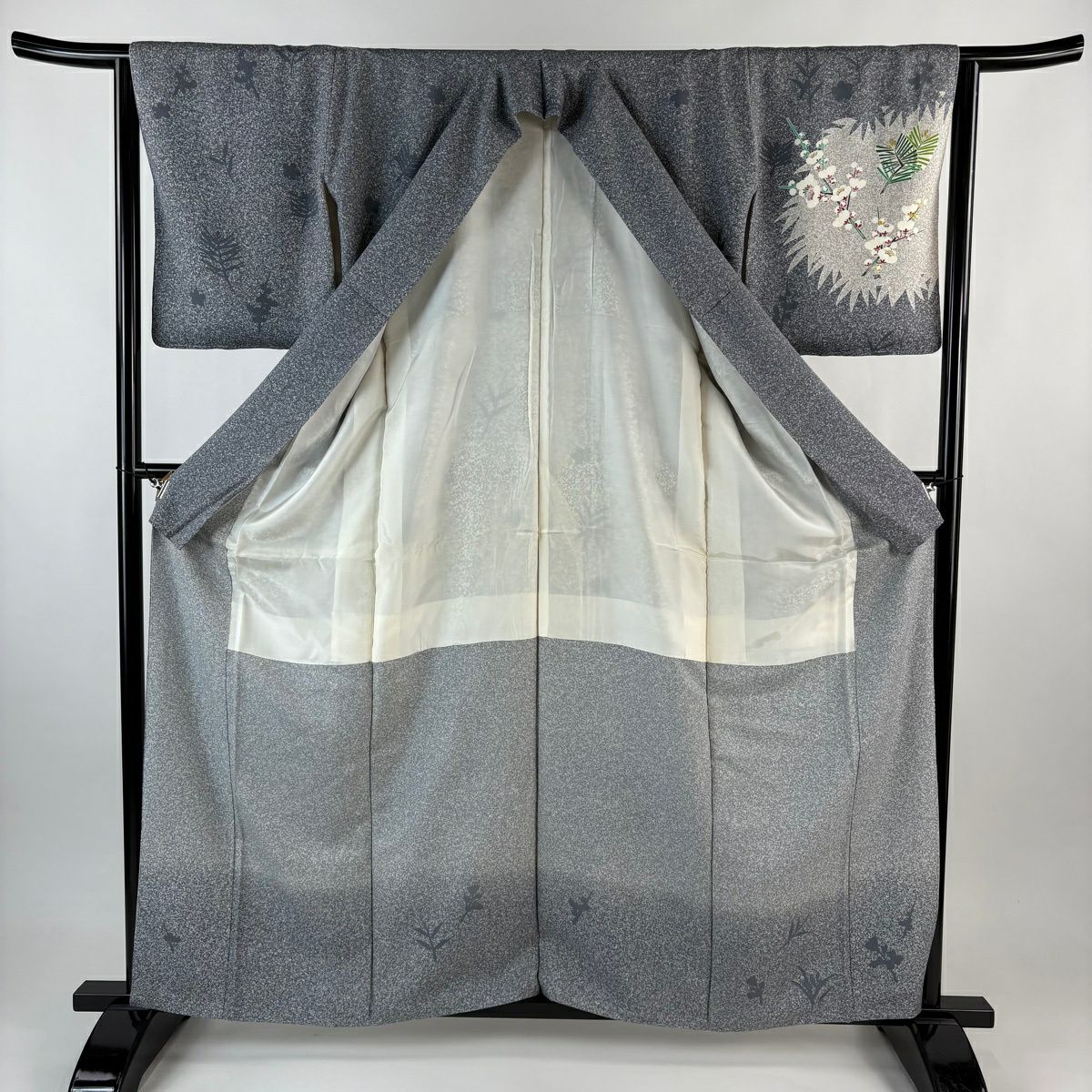 訪問服 身長161.5cm 袖長64.5cm M 雙層 TOKIO et TOKI 落款 鴛鴦 松樹竹子梅花 金銀彩 灰 純蠶絲 逸品級