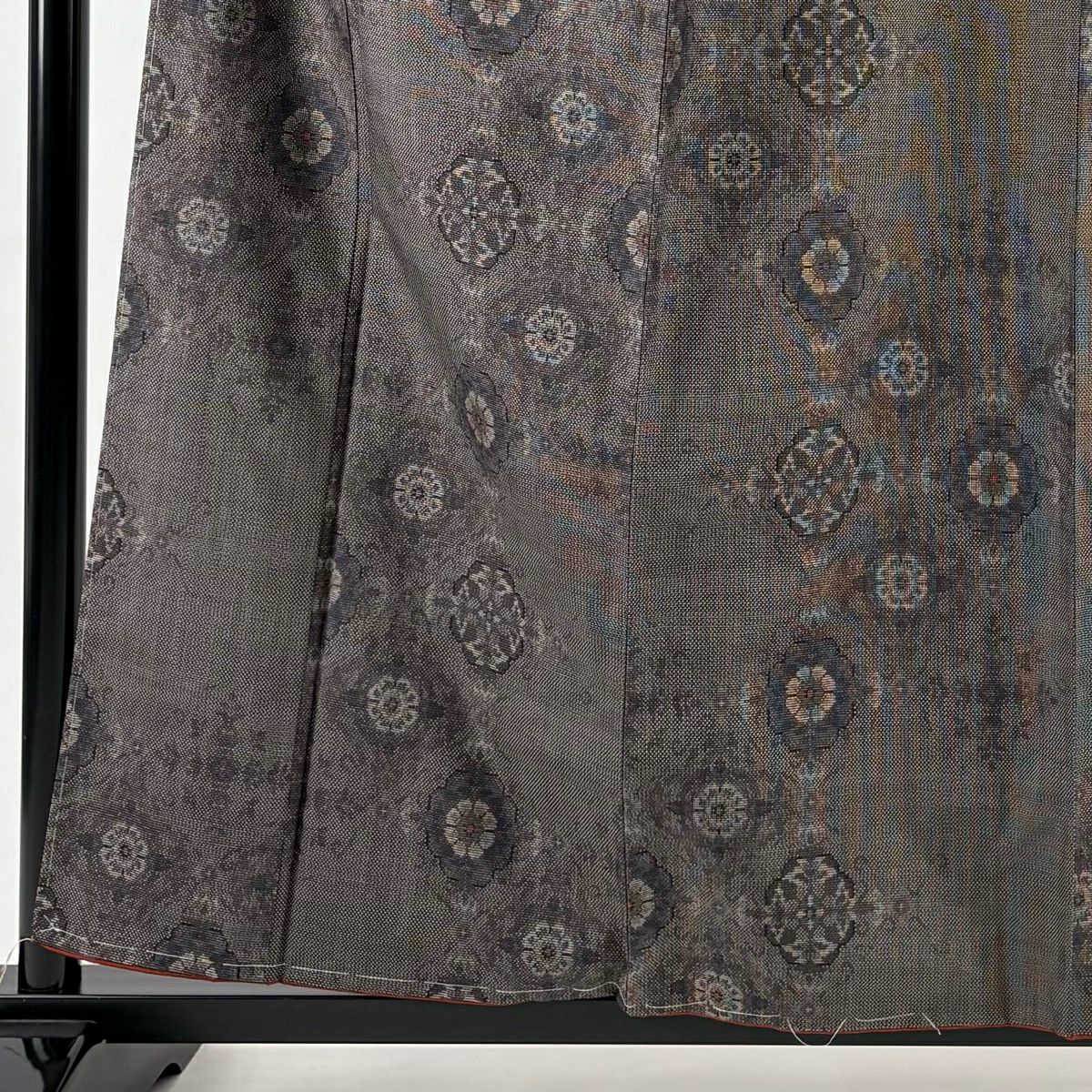 【美品】 紬織織 身長158cm 袖長64.5cm M 雙層 華紋 茶紫 純蠶絲 秀品級