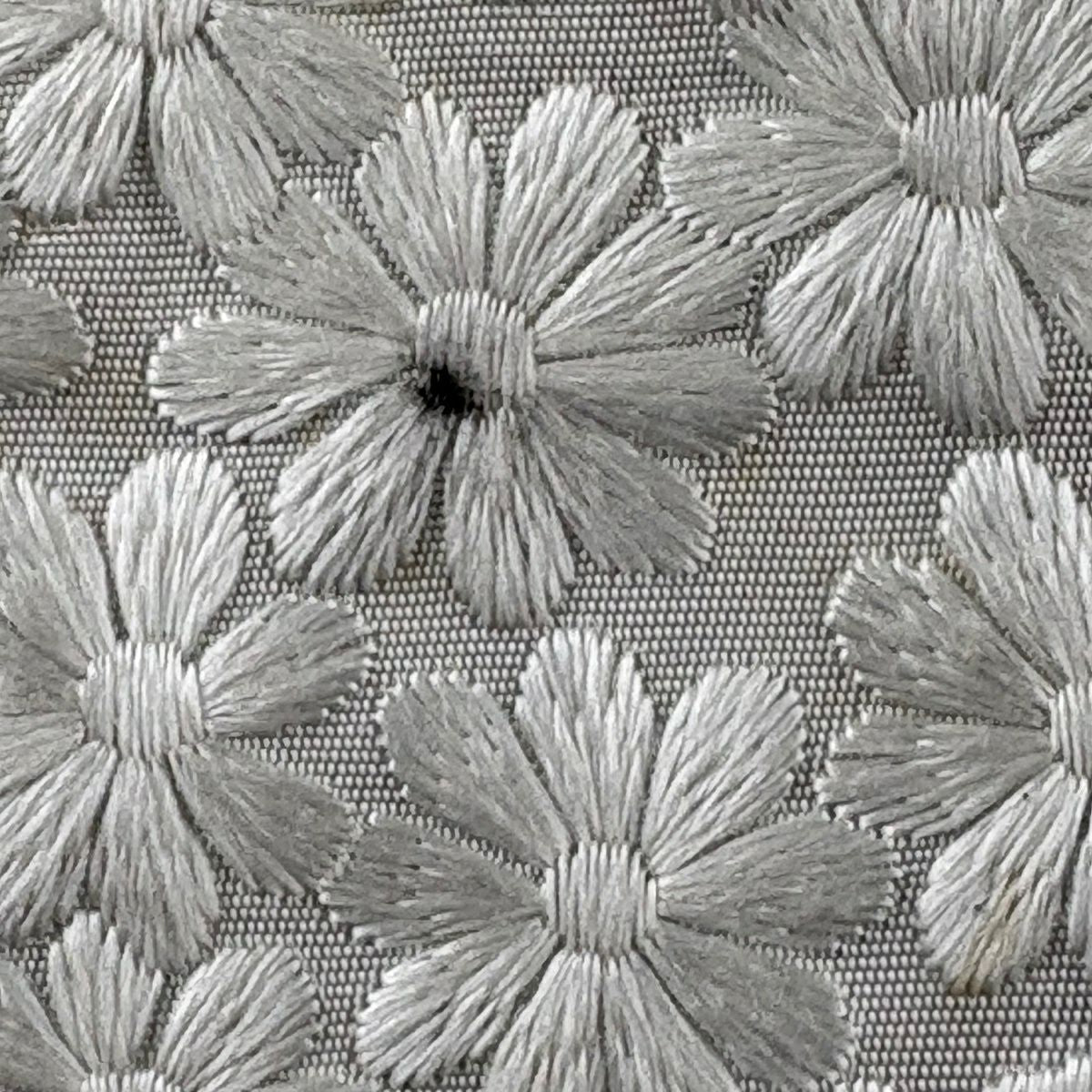 袋帶 逸品級 花 刺繡 金金箔 灰白 六通 純蠶絲