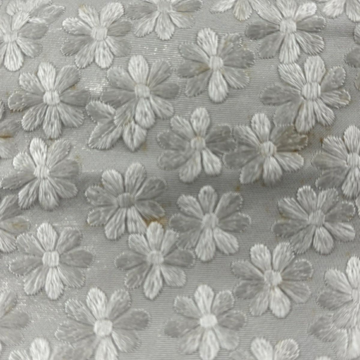 袋帶 逸品級 花 刺繡 金金箔 灰白 六通 純蠶絲