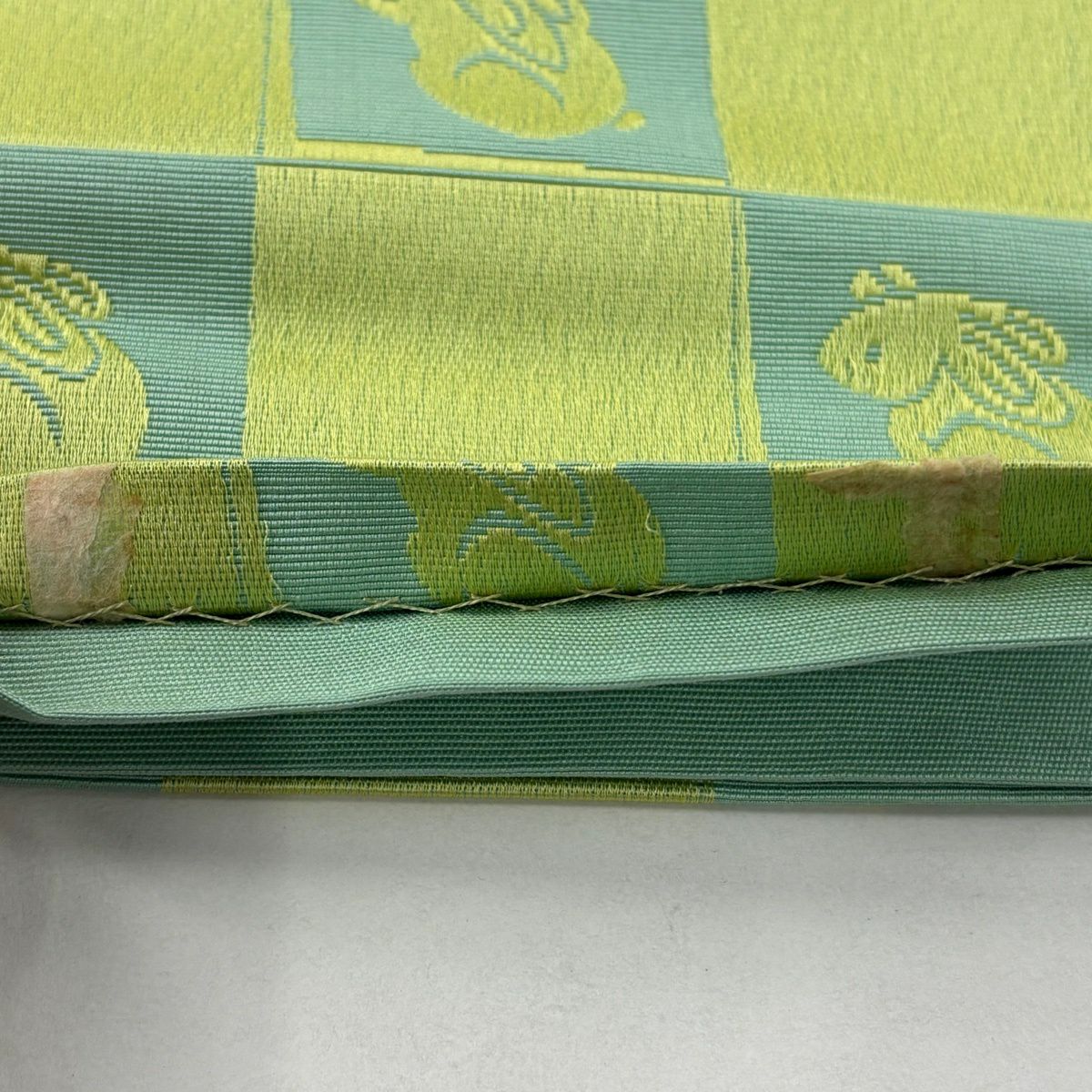 半幅帶 秀品級 兔子 市松樹 淺綠 純蠶絲