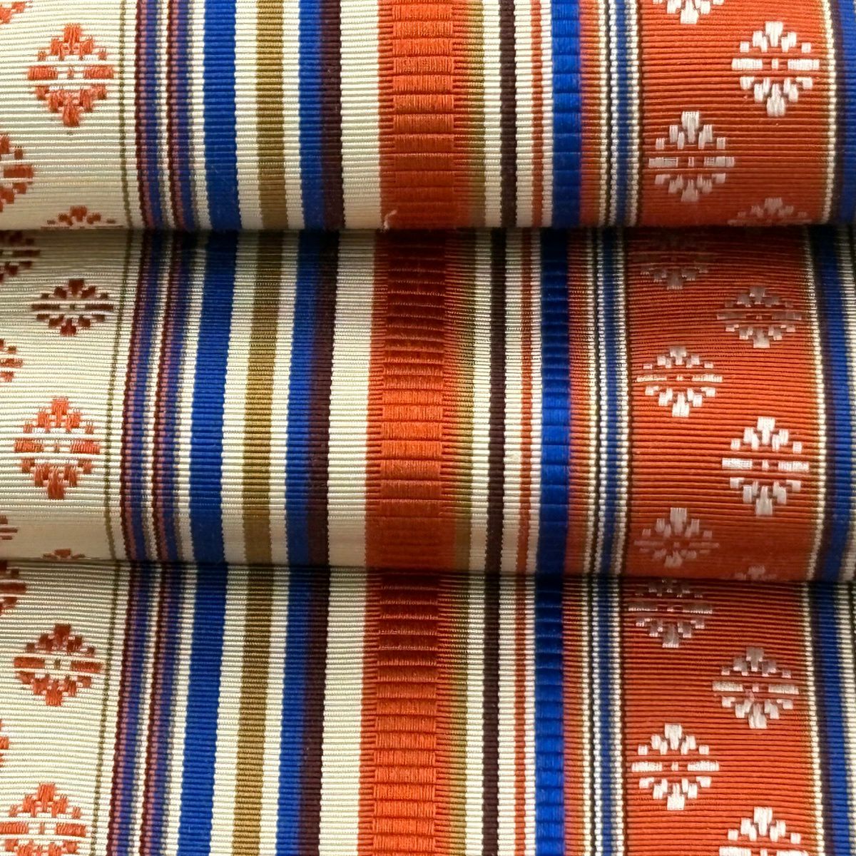 【美品】半幅帶 秀品級 證明書齊全 博多織 間道 花菱 米色 純蠶絲