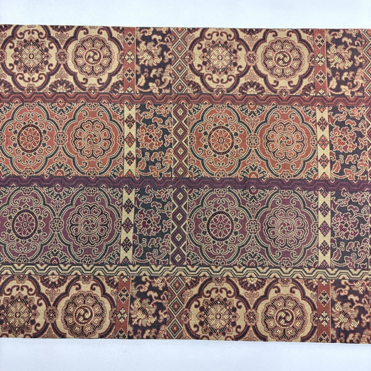 【美品】 袋帶 秀品級 證明書附帶 華紋 草花紋 紅茶 全通 純蠶絲