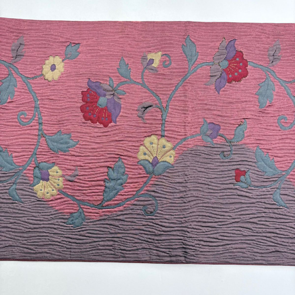 【美品】 袋帶 秀品級 花唐草紋 金金箔 深粉紅 六通 純蠶絲