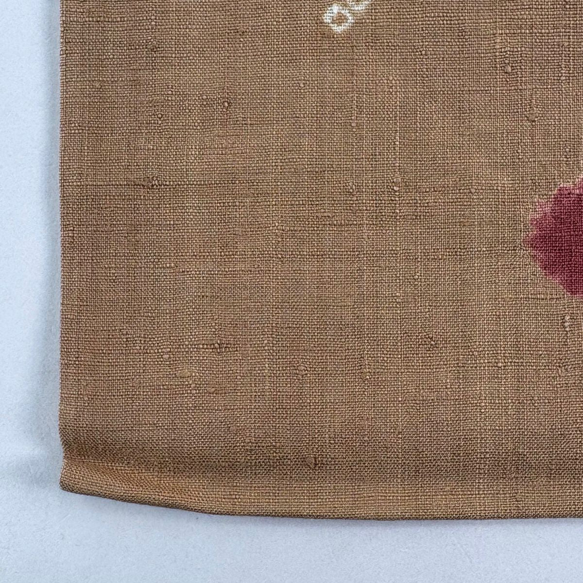 名古屋帶 秀品級 紬織織 華紋 雲文 絞染 刺繡 薄茶 純蠶絲