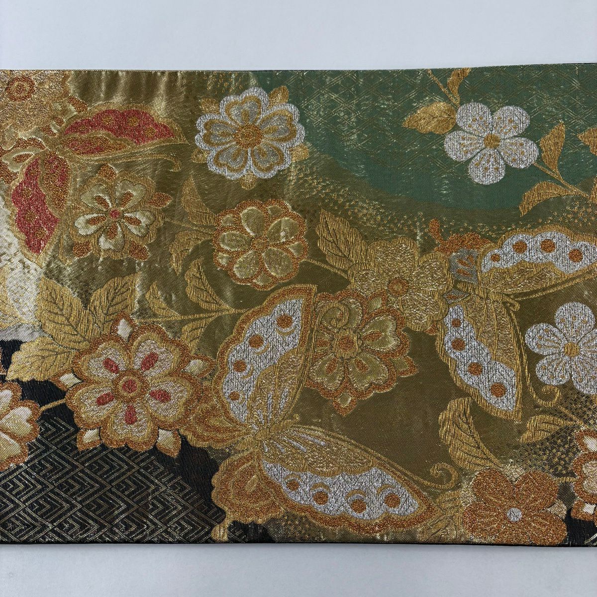 袋帶 秀品級 蝶花 樱花 金絲 金金箔 金色 六通 純蠶絲
