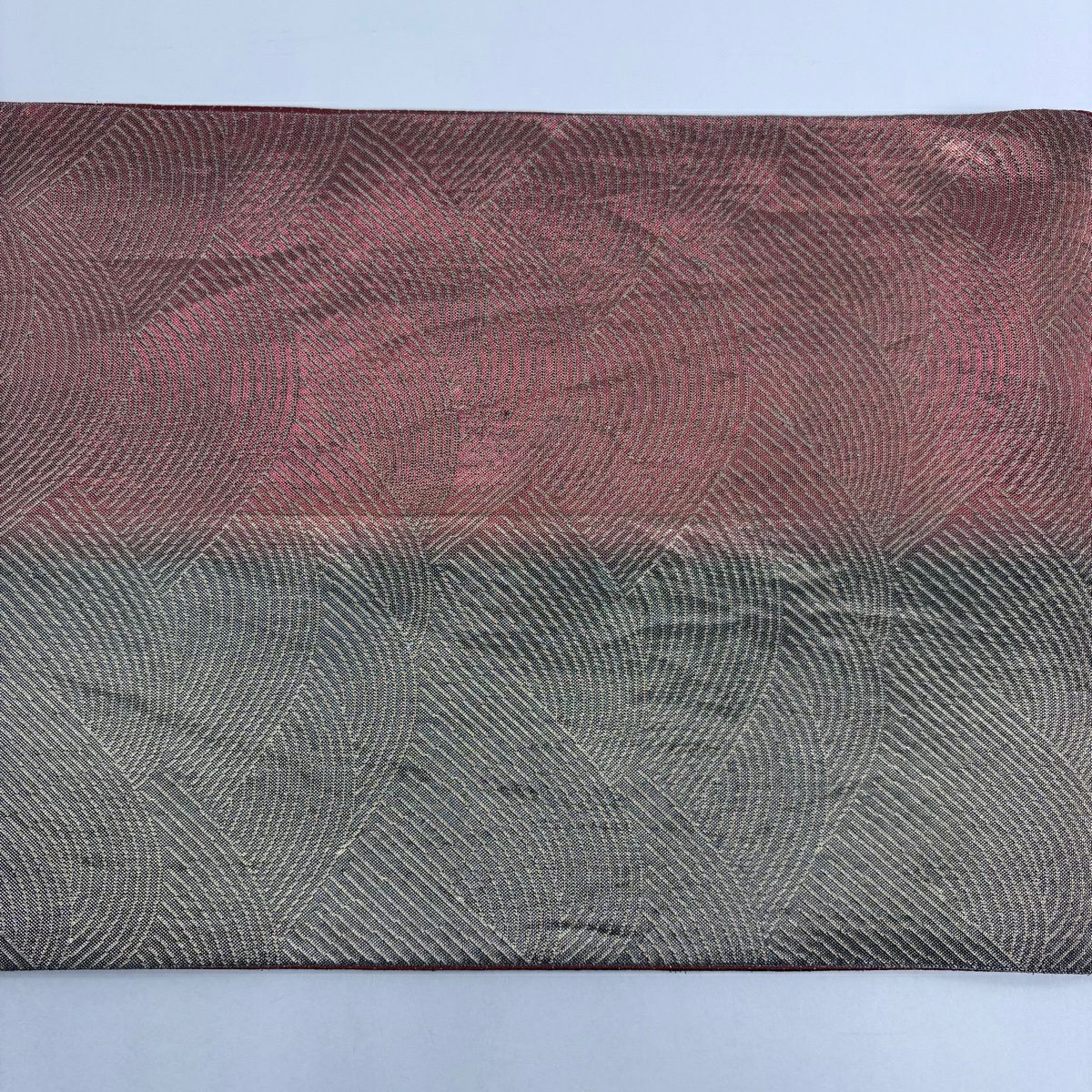 【美品】 袋帶 秀品級 松樹梅花 蝶 金絲 金金箔 紅 六通 純蠶絲