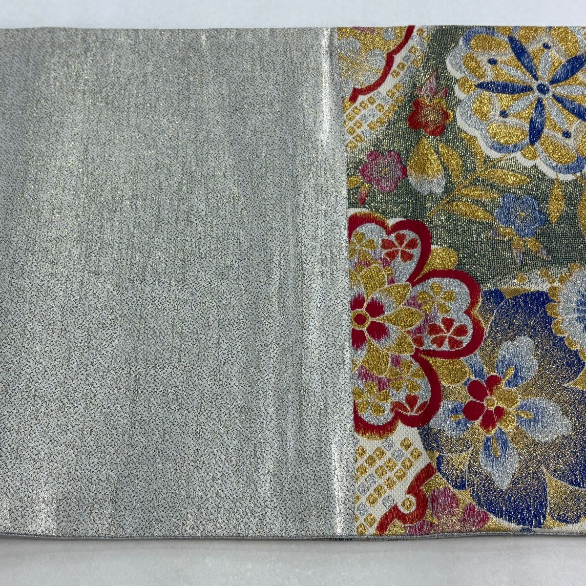 【美品】 袋帶 秀品級 櫻花 雪輪 金金箔 金銀彩 金色 六通 純蠶絲