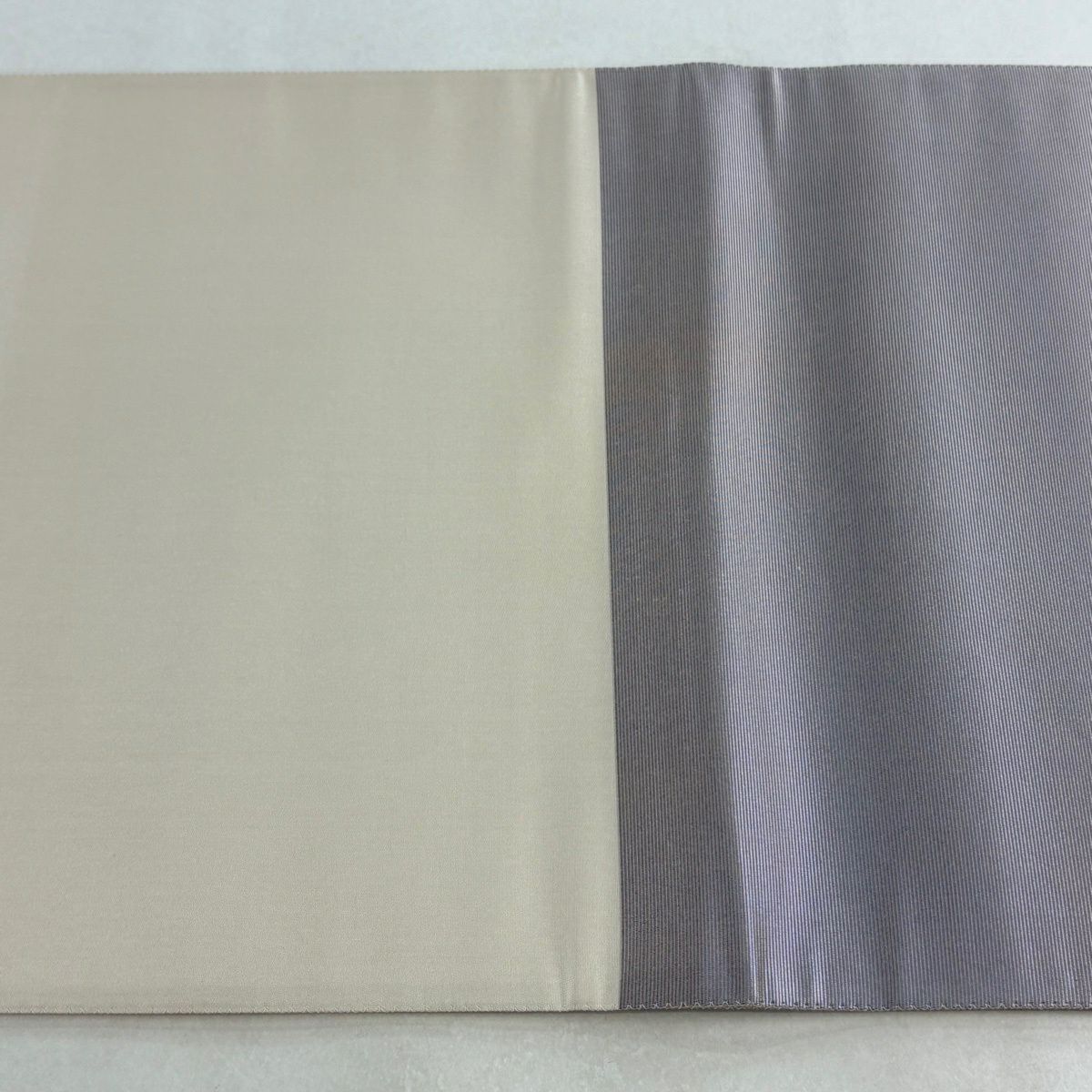 【美品】 袋帶 秀品級 山並 樹木 金金箔 灰紫 お太鼓圖案 純蠶絲