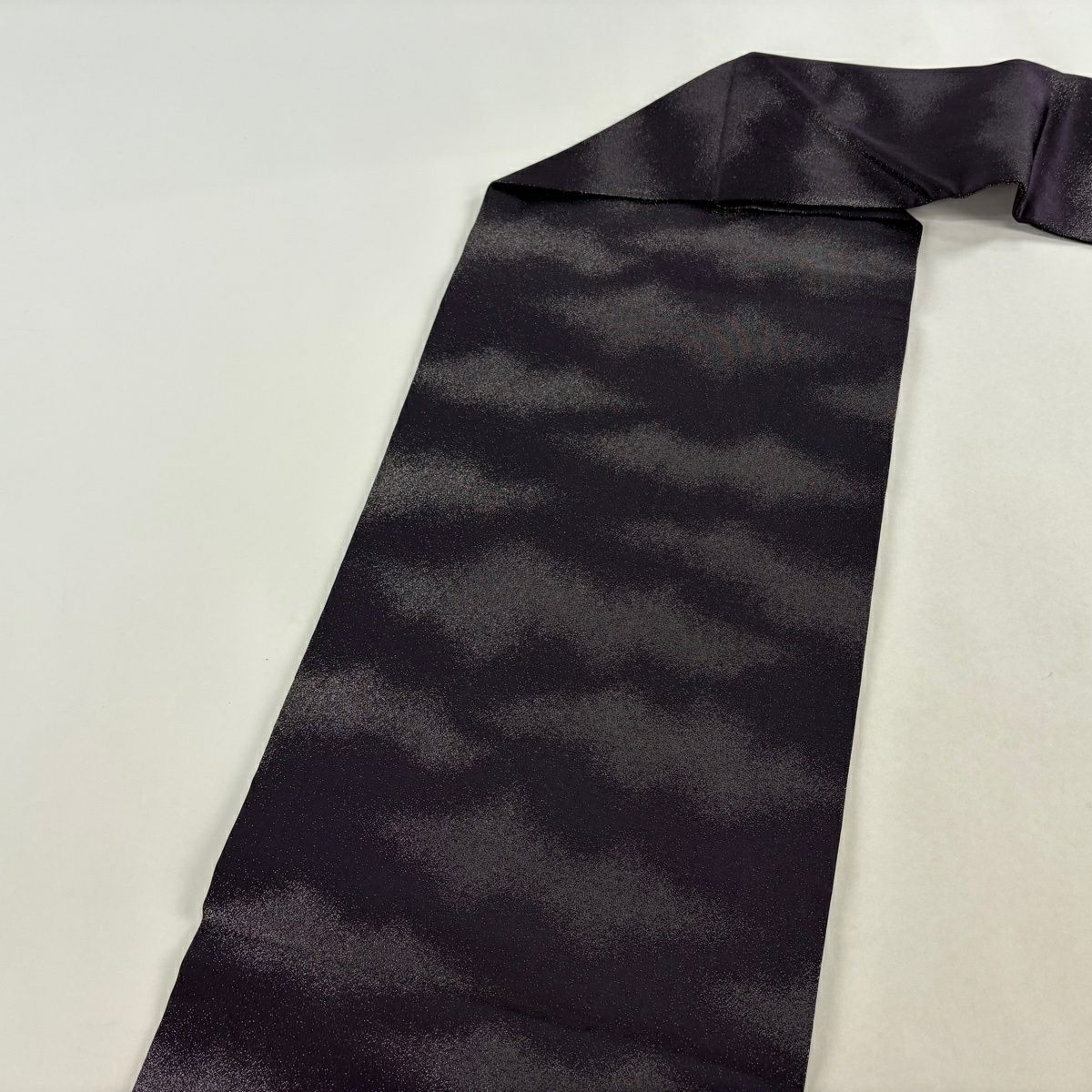 【美品】 名古屋帶 秀品級 樹木 霞 銀通 金銀彩 漸層 深紫 純蠶絲
