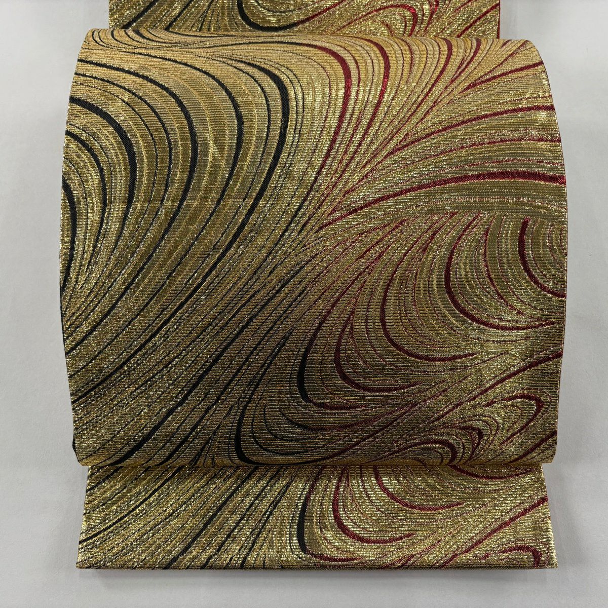 袋帶 秀品級 振袖禮服禮服用 流水 金絲 金金箔 金色 全通 純蠶絲