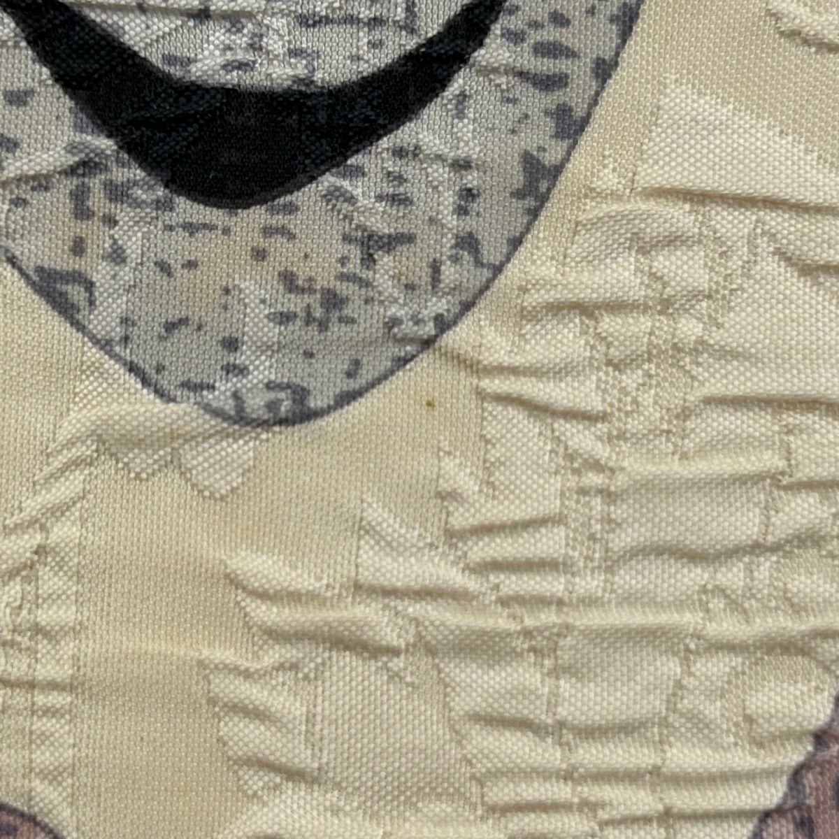 【美品】 袋帶 秀品級 關西仕立 幾何學圖案 草花紋紋 漸層 米色 全通 純蠶絲