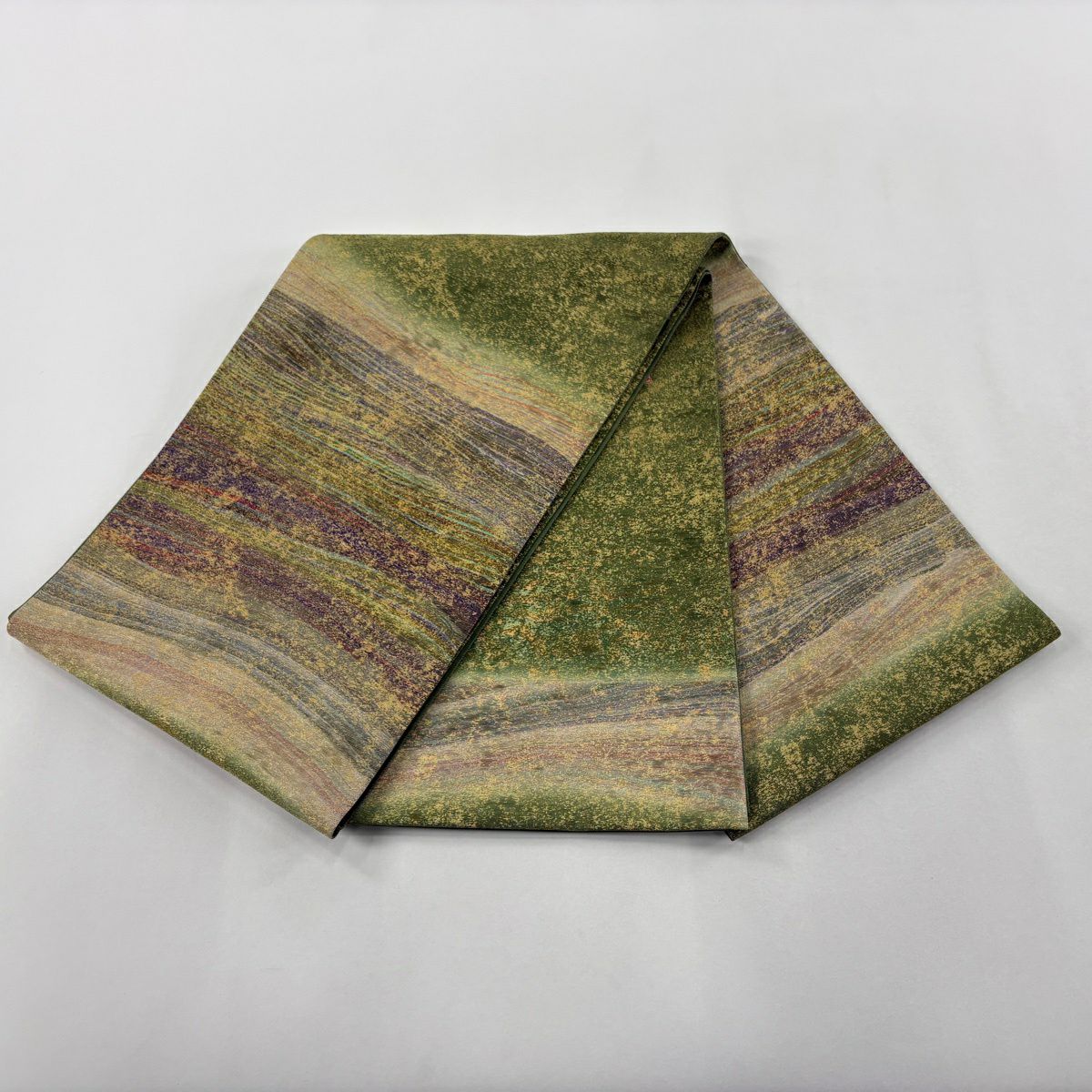 【美品】 袋帶 秀品級 有落款 幾何學圖案 金絲 金金箔 蓬色 大鼓圖案 純蠶絲
