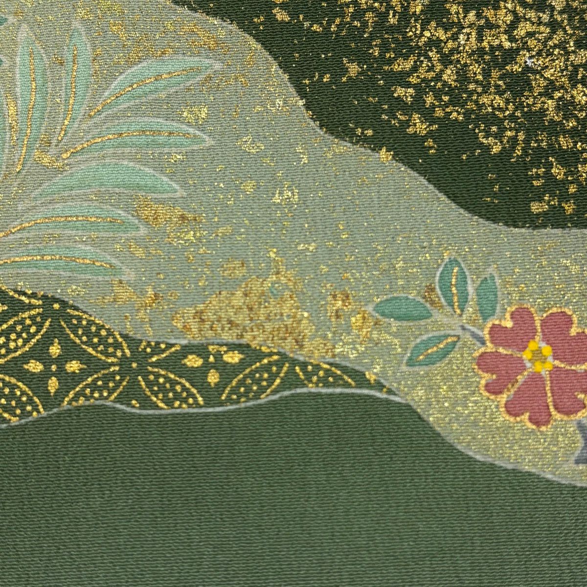 黑留袖禮服 身長158cm 袖長65cm M 雙層 松樹井青青 落款 菊花 花 鳥 金銀彩 金絲 黑 純蠶絲 名品級