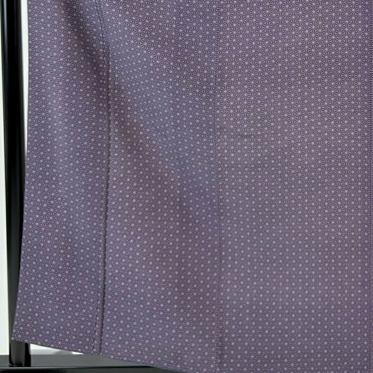 【美品】 江戶小紋 身長158.5cm 袖長62cm S 雙層 麻葉 紫 純蠶絲 名品級