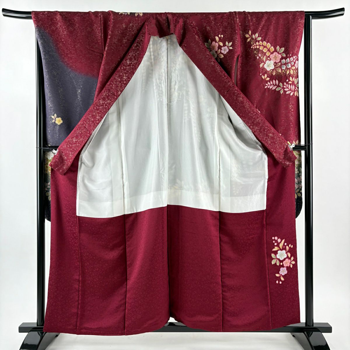 【美品】振袖禮服 身長159cm 袖長66cm M 雙層 德永憲峯 落款あり 辻花染 金通し 金銀彩 銹紅 純蠶絲 逸品級