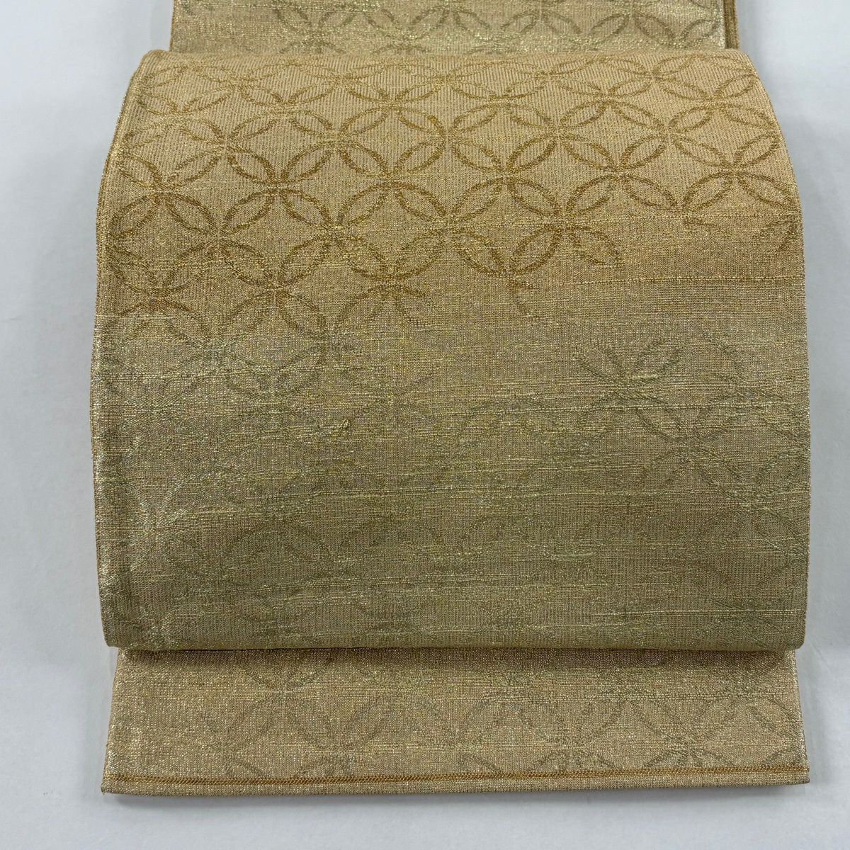 【美品】 袋帶 逸品級 桝屋高尾 有落款 關西仕立 名物聚文七寶 段紋 金絲 金 六通 純蠶絲