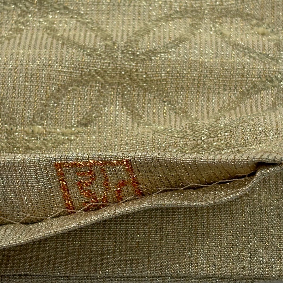 【美品】 袋帶 逸品級 桝屋高尾 有落款 關西仕立 名物聚文七寶 段紋 金絲 金 六通 純蠶絲