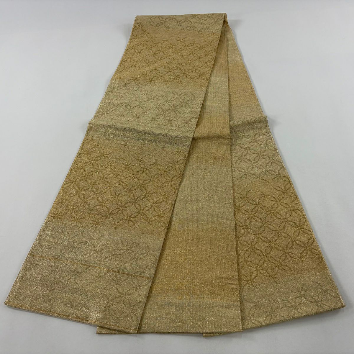 【美品】 袋帶 逸品級 桝屋高尾 有落款 關西仕立 名物聚文七寶 段紋 金絲 金 六通 純蠶絲