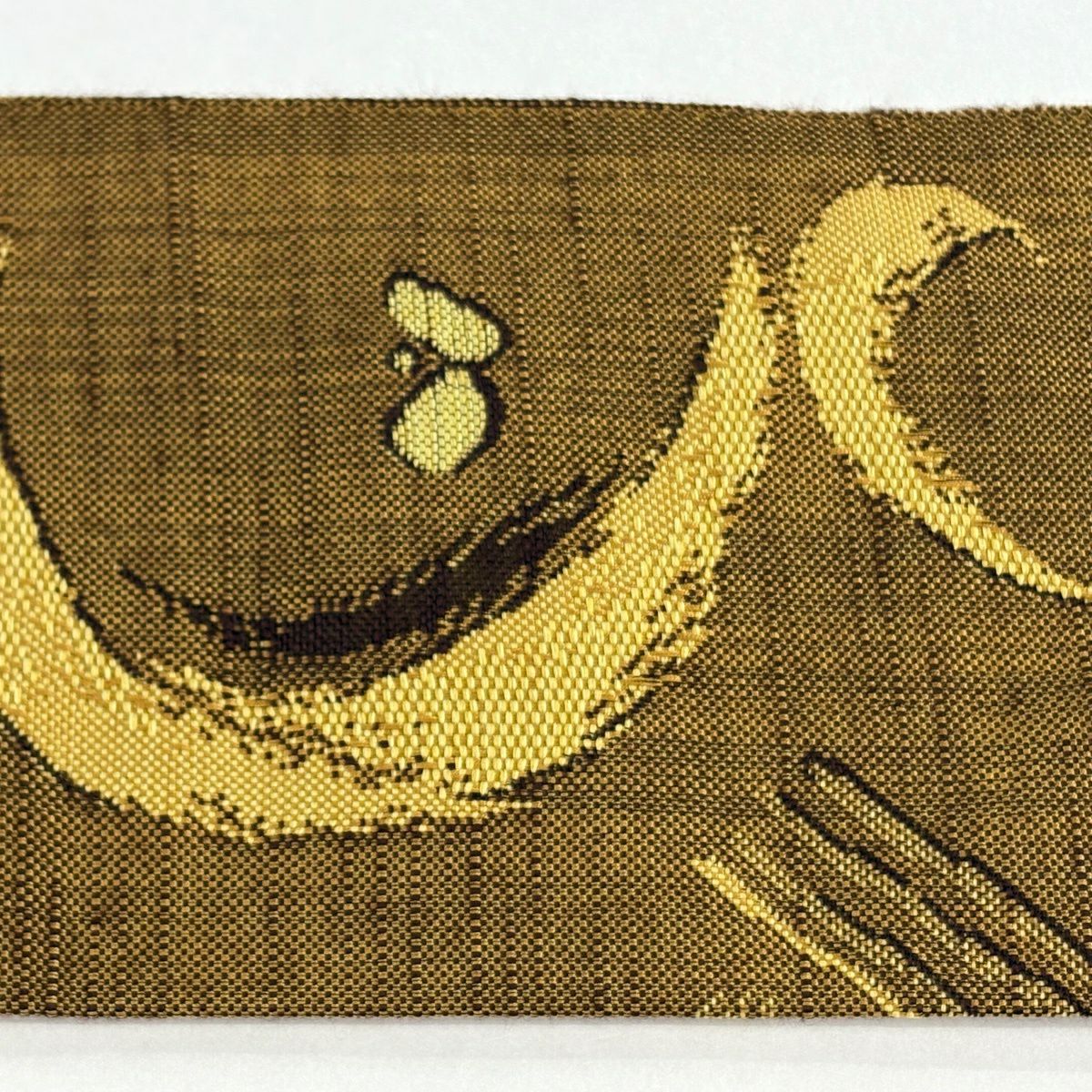 【美品】名古屋帶 優品級 八寸名古屋帶 紬織織 蝶 鳥 薄茶 純蠶絲
