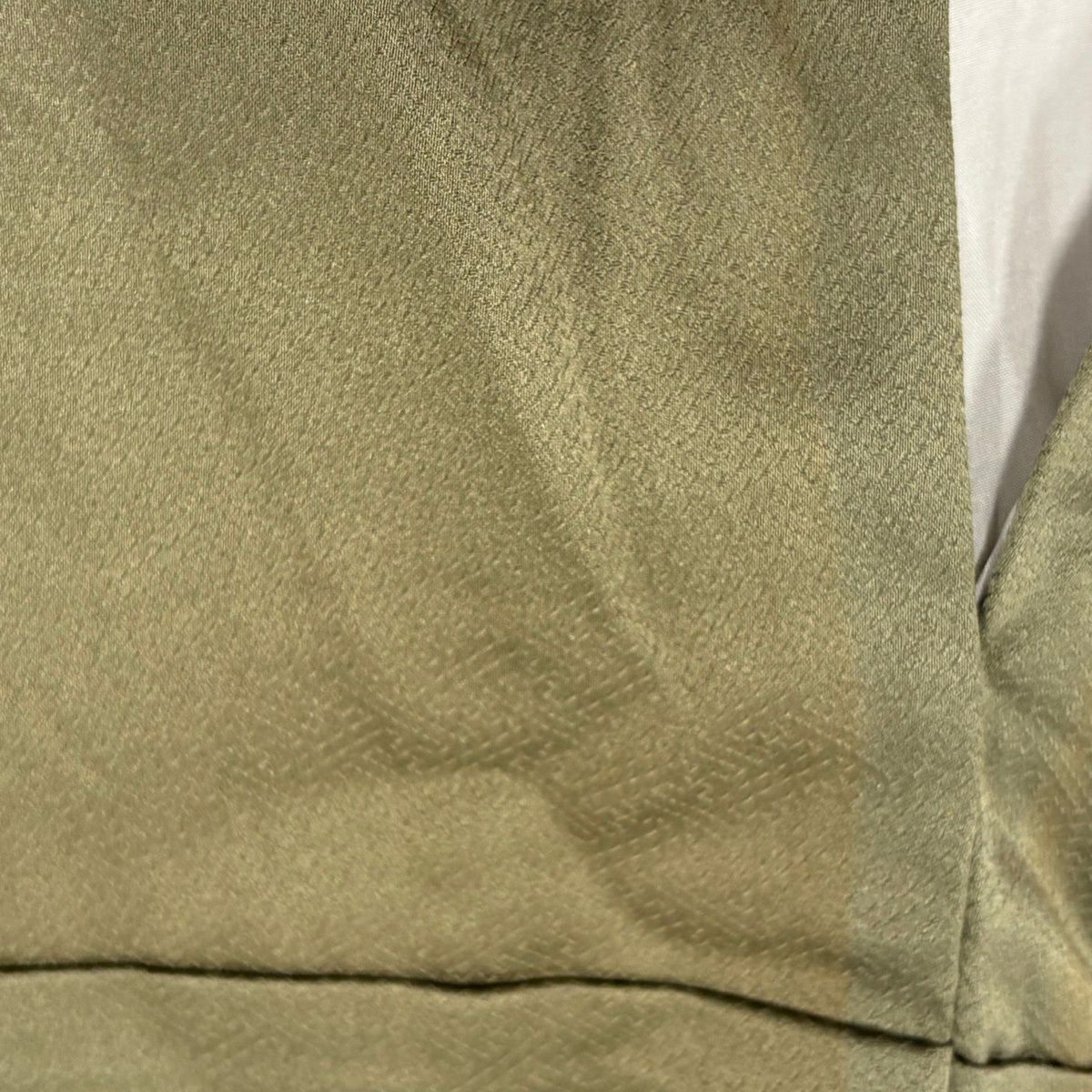 訪問服 身長167.5cm 袖長70cm L 雙層 菊花 牡丹 刺繡 金銀彩 茶綠 純蠶絲 秀品級