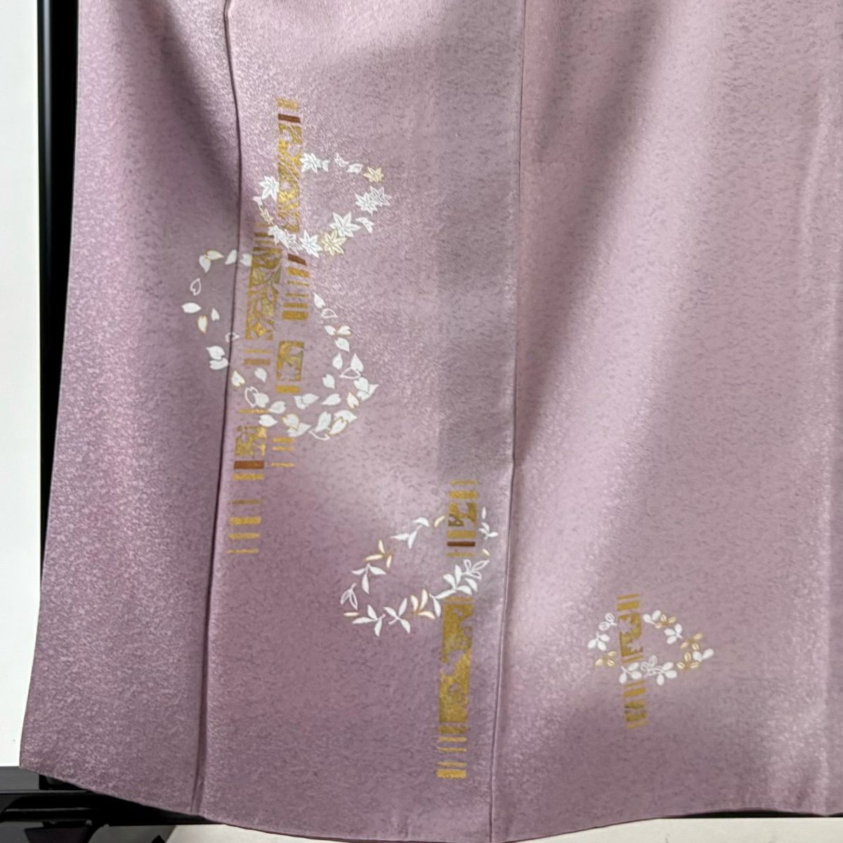 付下 身長161cm 袖長63.5cm S 雙層 櫻花瓣 楓樹 金銀彩 漸層 淺紫 純蠶絲 優品級