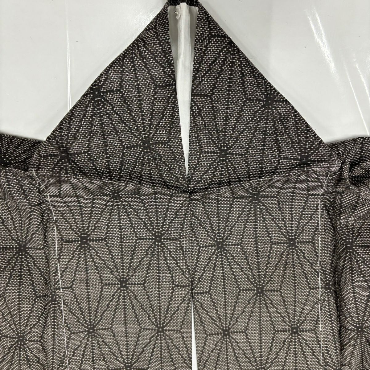 【美品】 紬織 身長157.5cm 袖長63cm S 雙層 麻葉 焦茶 純蠶絲 秀品級
