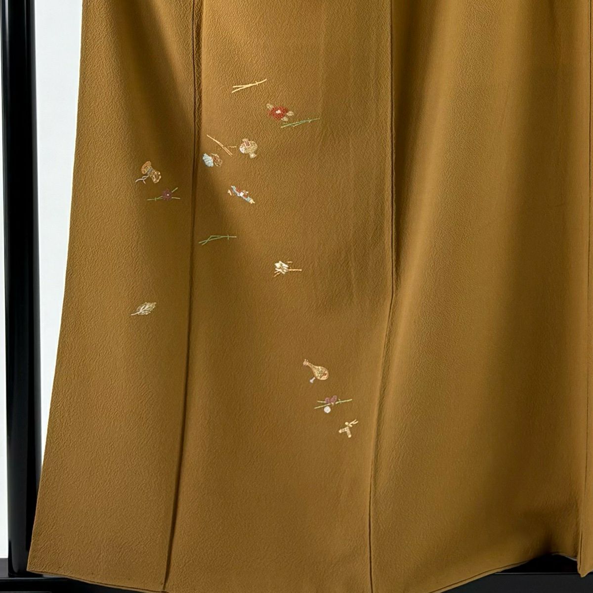 付下 身長158.5cm 袖長67cm M 雙層 寶物滿載 吹寄 刺繡 金金箔 山吹茶 純蠶絲 優品級 一個紋