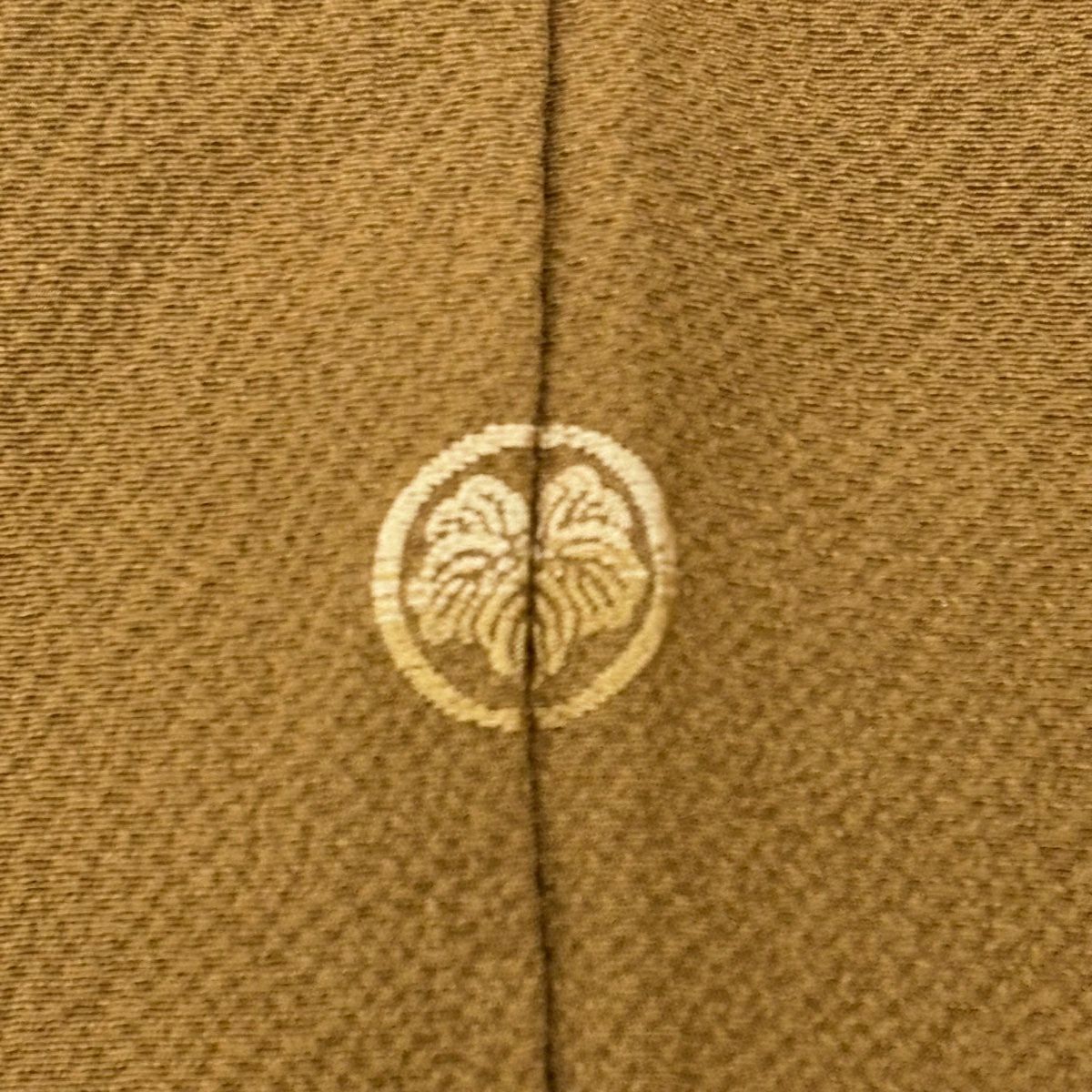 付下 身長158.5cm 袖長67cm M 雙層 寶物滿載 吹寄 刺繡 金金箔 山吹茶 純蠶絲 優品級 一個紋