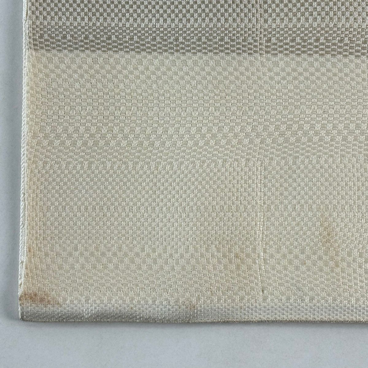 袋帶 名品級 落款 山口和久 橫段 奶油色 大鼓圖案 純蠶絲
