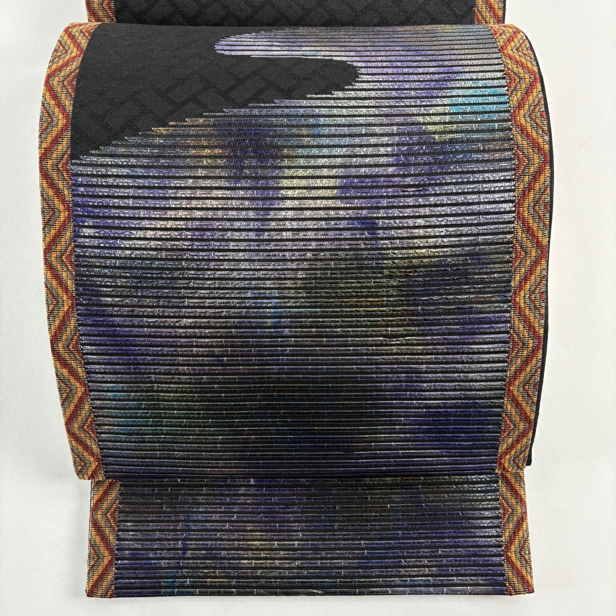 【美品】 袋帶 名品級 霞 金金箔 紫 お太鼓圖案 純蠶絲