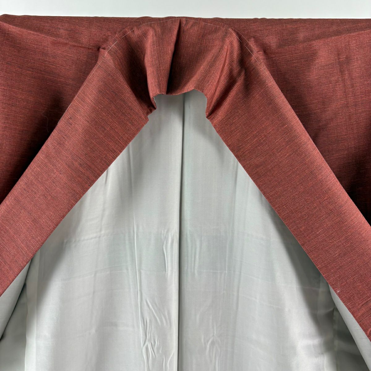 【美品】 付下 身長162.5cm 袖長66.5cm M 雙層 袋帶套裝 紬織織 草花紋紋 芝染 茜 純蠶絲 秀品級