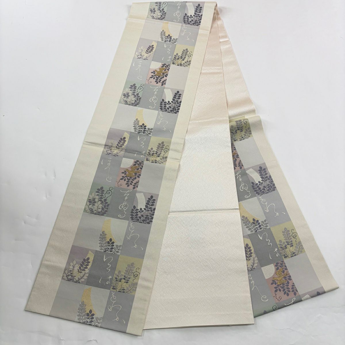 【美品】 付下 身長162.5cm 袖長66.5cm M 雙層 袋帶套裝 紬織織 草花紋紋 芝染 茜 純蠶絲 秀品級