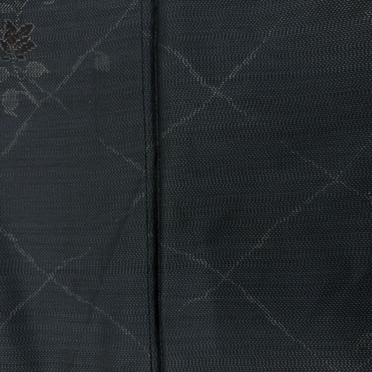【美品】 紬織 身長163cm 袖長61.5cm S 雙層 大和 菱 草花紋 深藍 純蠶絲 優品級