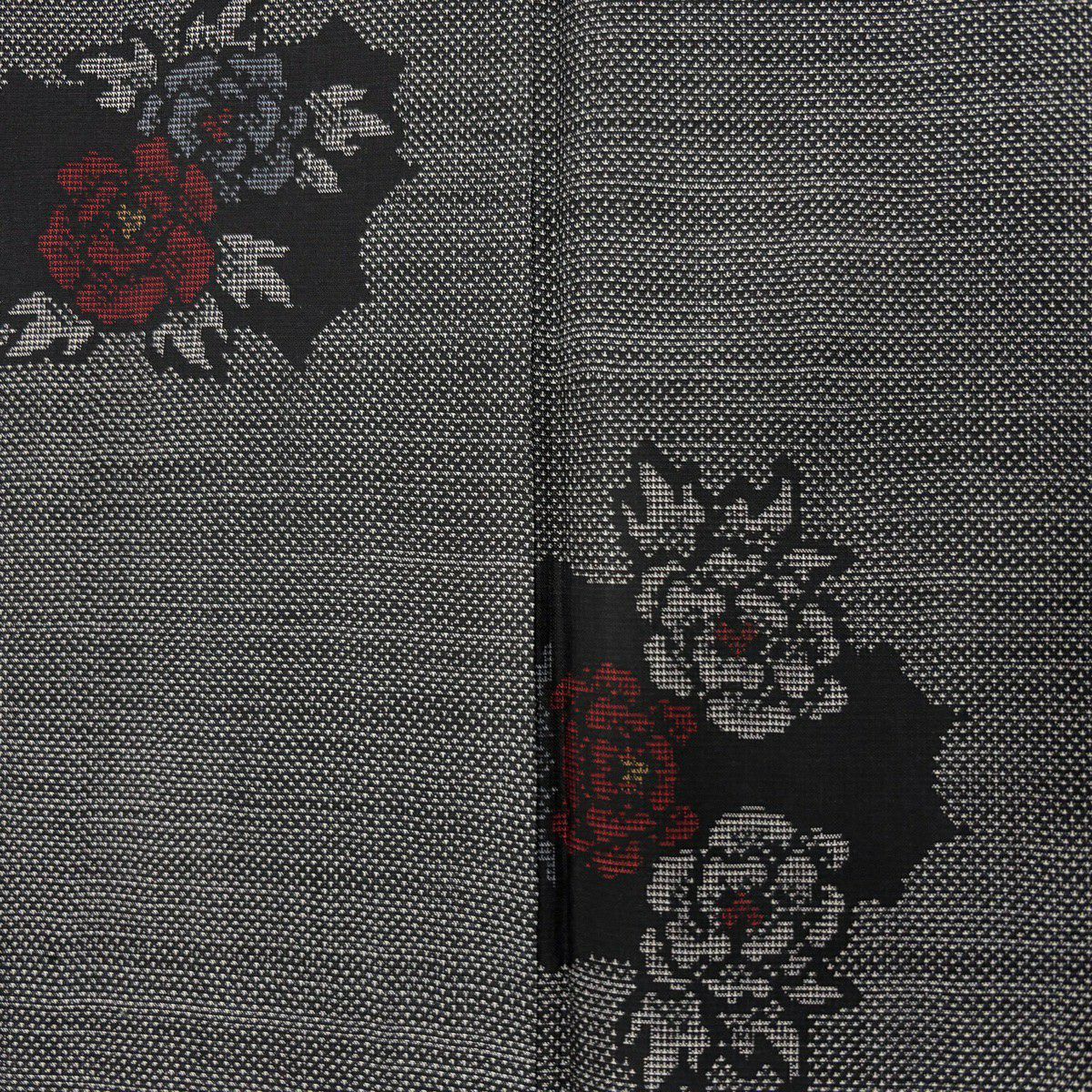 【美品】 紬織織 身長166.5cm 袖長63cm S 雙層 草花紋紋 黑灰 純蠶絲 優品級
