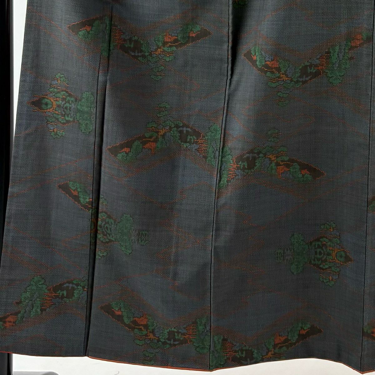 紬織 身長152.5cm 袖長62.5cm S 雙層 風景 建物 深藍 純蠶絲 優品級
