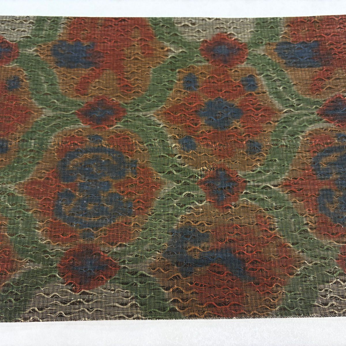 【美品】 袋帶 秀品級 幾何圖案 金絲 淺茶 全通 純蠶絲