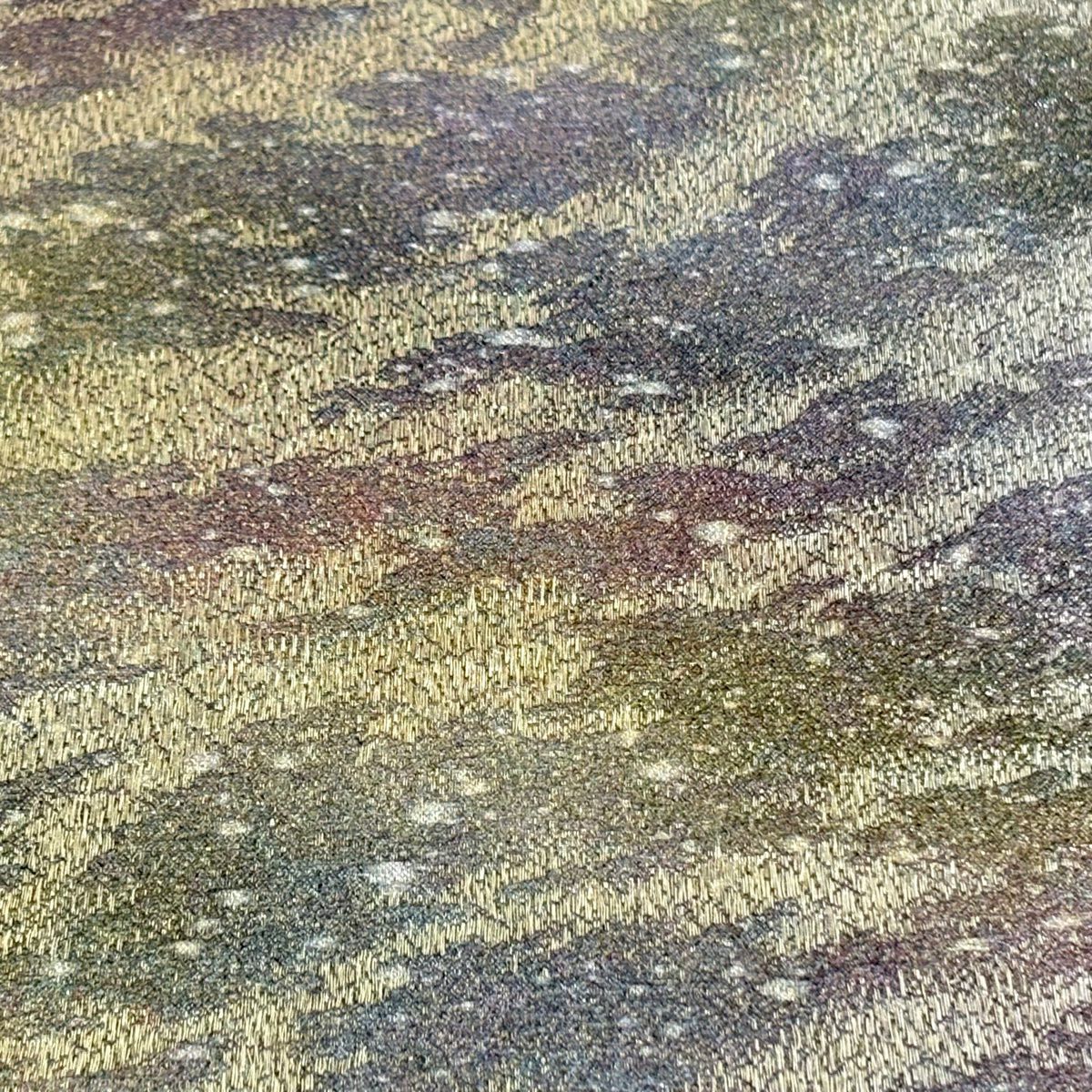 【美品】 袋帶 秀品級 霞 金銀彩 金金箔 茶綠 全通 純蠶絲