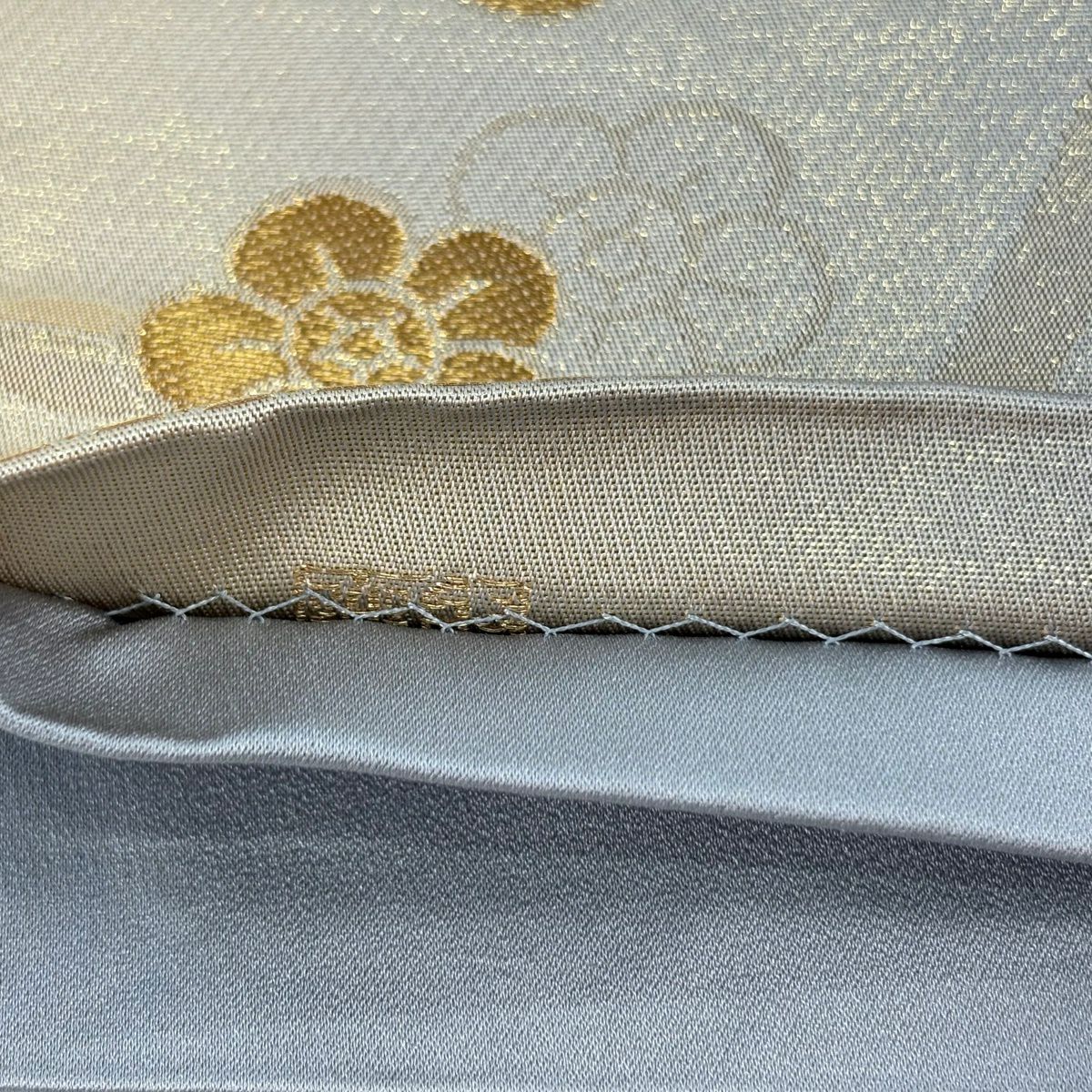 【美品】 袋帶 秀品級 草花紋紋 幾何學 金絲 金金箔 灰茶 六通 純蠶絲