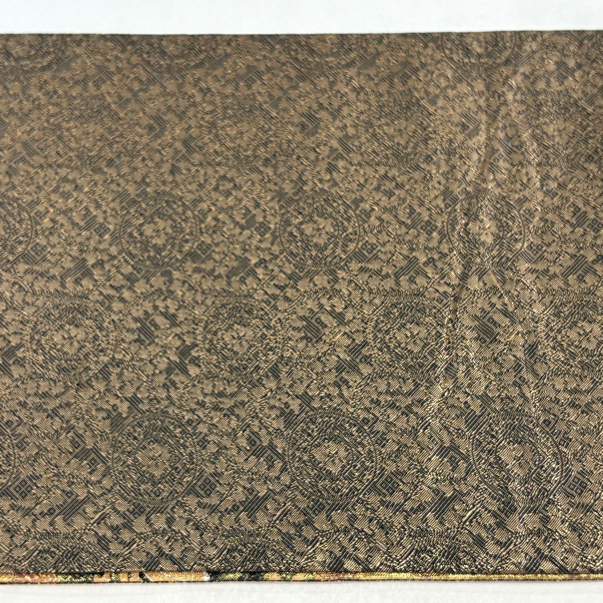 【美品】 袋帶 秀品級 菊花 松樹梅花 金金箔 金色 全通 純蠶絲