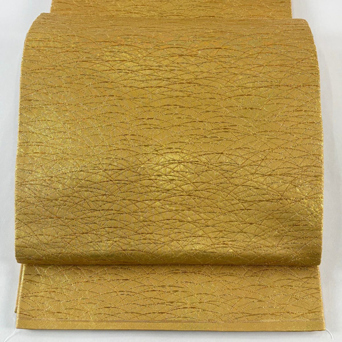 【美品】 袋帶 秀品級 芝 金絲 金金箔 金色 六通 純蠶絲