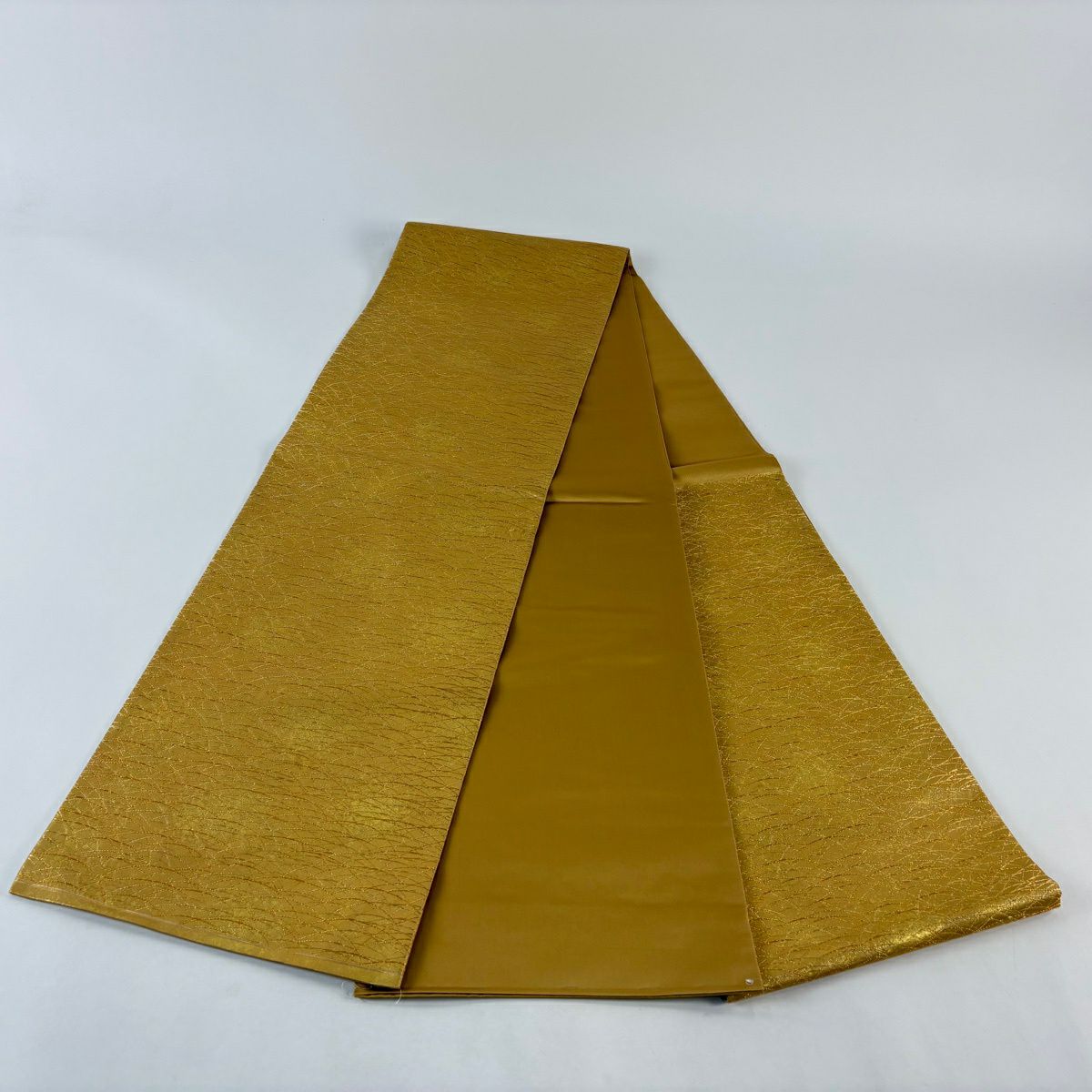 【美品】 袋帶 秀品級 芝 金絲 金金箔 金色 六通 純蠶絲