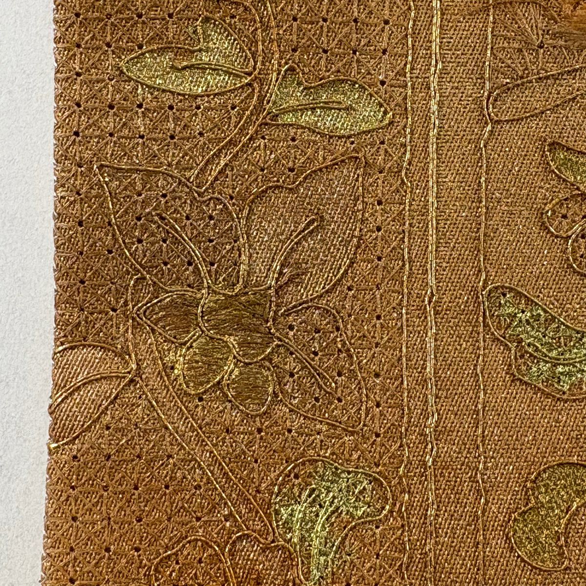 袋帶 秀品級 花鳥 霞 金絲 金銀彩 橙色 大鼓圖案 純蠶絲
