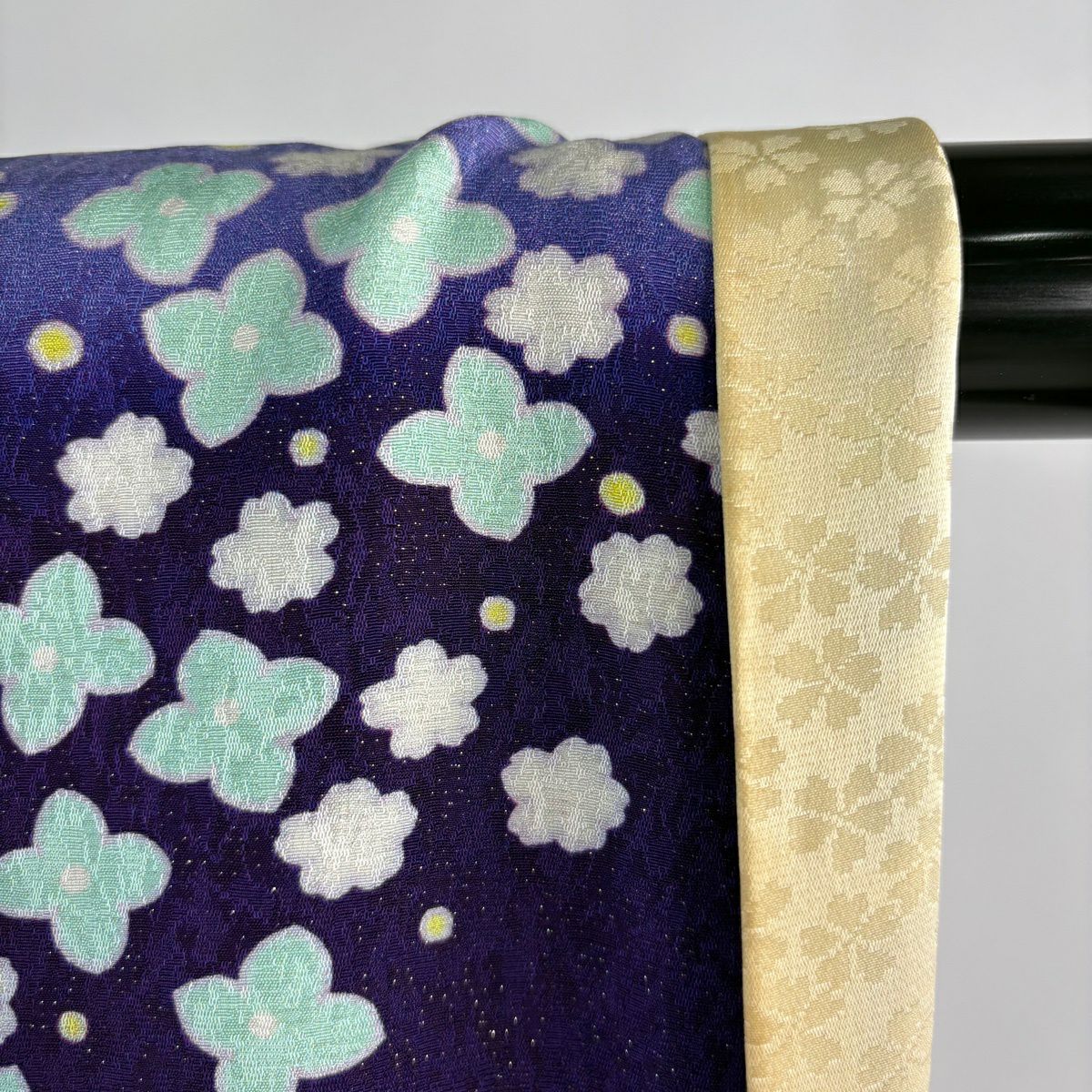 振袖禮服 身長159.5cm 袖長66.5cm M 雙層 櫻花花瓣 銀通 紫 純蠶絲 逸品級