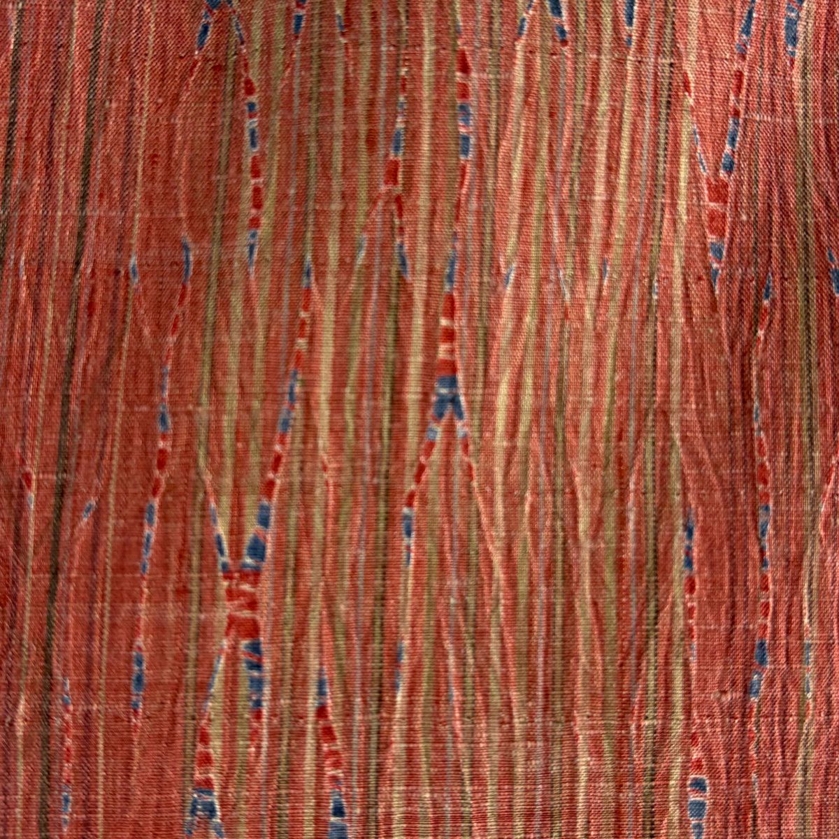 【美品】 小紋 身長160.5cm 袖長63.5cm S 雙層 吉澤與市 證書齊全 縱條 幾何圖案 絞染 紅茶 純蠶絲 逸品級
