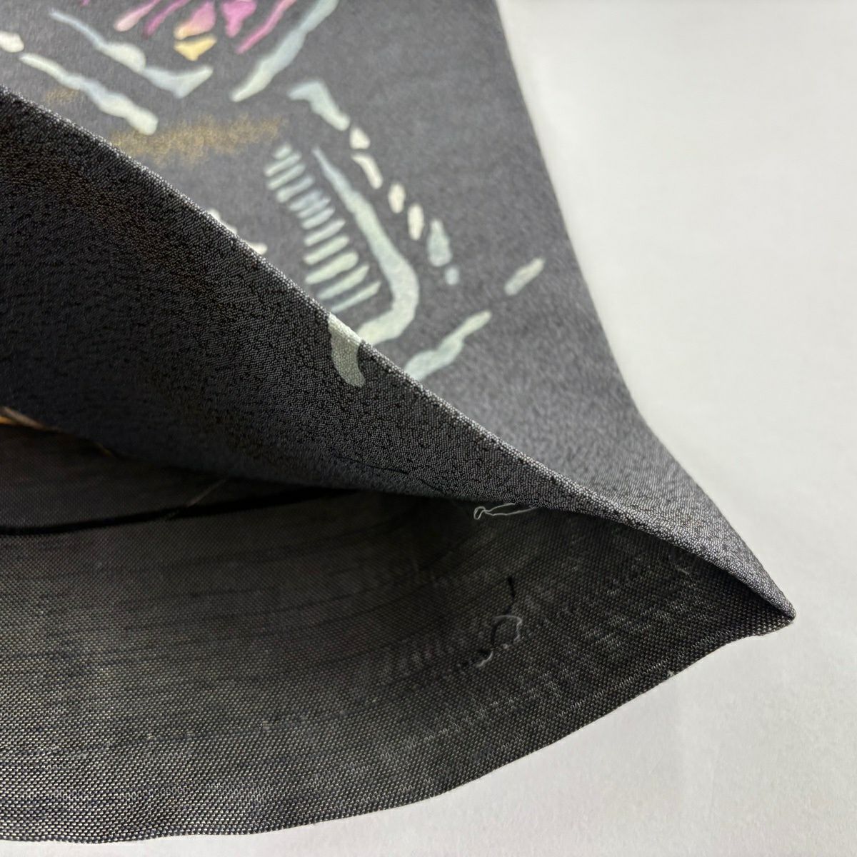 【美品】 袋帶 秀品級 織染之美 幾何學 金金箔 漸層 墨 六通 純蠶絲