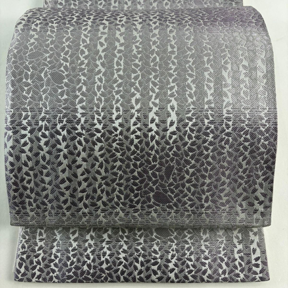 【美品】 袋帶 秀品級 櫻花花瓣 段紋 灰紫 六通 純蠶絲